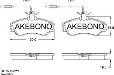 Akebono AN-4324WK - Əyləc altlığı dəsti, əyləc diski furqanavto.az