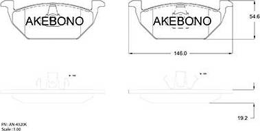 Akebono AN-4320K - Əyləc altlığı dəsti, əyləc diski furqanavto.az