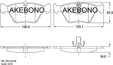 Akebono AN-4323K - Əyləc altlığı dəsti, əyləc diski furqanavto.az