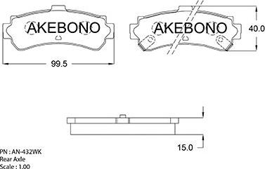 Akebono AN-432WKE - Əyləc altlığı dəsti, əyləc diski furqanavto.az