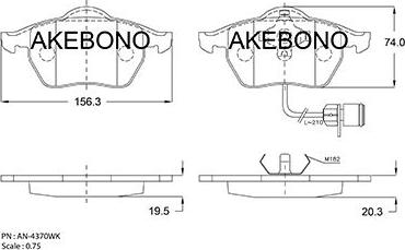 Akebono AN-4370WKE - Əyləc altlığı dəsti, əyləc diski furqanavto.az