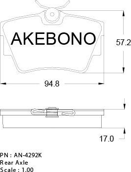 Akebono AN-4292KE - Əyləc altlığı dəsti, əyləc diski furqanavto.az