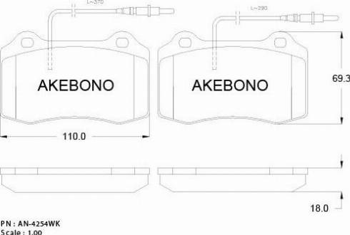 Akebono AN-4254WKE - Əyləc altlığı dəsti, əyləc diski furqanavto.az