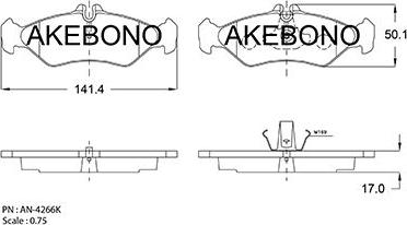 Akebono AN-4266KE - Əyləc altlığı dəsti, əyləc diski furqanavto.az