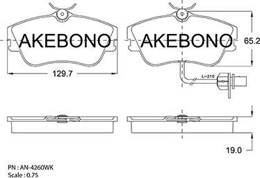 Akebono AN-4260WKE - Əyləc altlığı dəsti, əyləc diski furqanavto.az