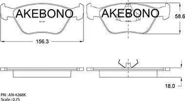 Akebono AN-4268KE - Əyləc altlığı dəsti, əyləc diski furqanavto.az