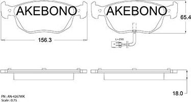 Akebono AN-4267WKE - Əyləc altlığı dəsti, əyləc diski furqanavto.az