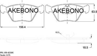 Akebono AN-4238K - Əyləc altlığı dəsti, əyləc diski furqanavto.az