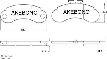 Akebono AN-4220KE - Əyləc altlığı dəsti, əyləc diski furqanavto.az