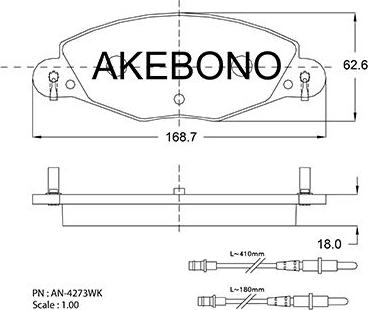 Akebono AN-4273WKE - Əyləc altlığı dəsti, əyləc diski furqanavto.az