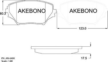 Akebono AN-640K - Əyləc altlığı dəsti, əyləc diski furqanavto.az