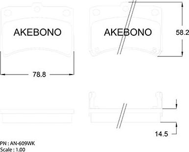 Akebono AN-609WK - Əyləc altlığı dəsti, əyləc diski furqanavto.az