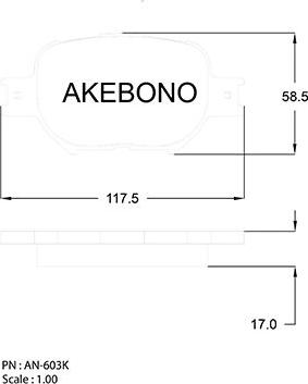 Akebono AN-603KE - Əyləc altlığı dəsti, əyləc diski furqanavto.az