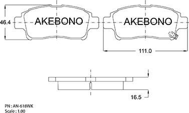 Akebono AN-618WKE - Əyləc altlığı dəsti, əyləc diski furqanavto.az