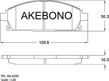 Akebono AN-629K - Əyləc altlığı dəsti, əyləc diski furqanavto.az