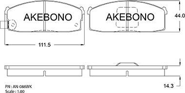 Akebono AN-088WKE - Əyləc altlığı dəsti, əyləc diski furqanavto.az