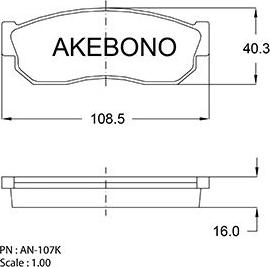 Akebono AN-107K - Əyləc altlığı dəsti, əyləc diski furqanavto.az