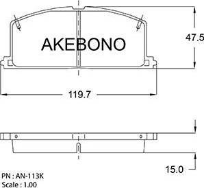 Akebono AN-113K - Əyləc altlığı dəsti, əyləc diski furqanavto.az