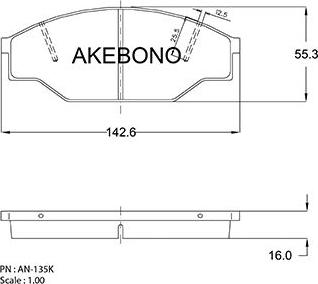 Akebono AN-135KE - Əyləc altlığı dəsti, əyləc diski furqanavto.az