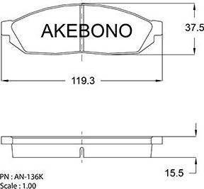 Akebono AN-136KE - Əyləc altlığı dəsti, əyləc diski furqanavto.az