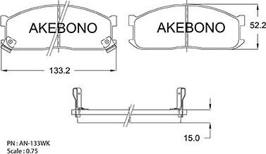 Akebono AN-133WKE - Əyləc altlığı dəsti, əyləc diski furqanavto.az