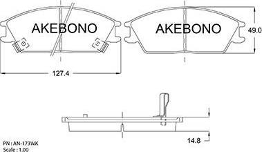 Akebono AN-173WK - Əyləc altlığı dəsti, əyləc diski furqanavto.az