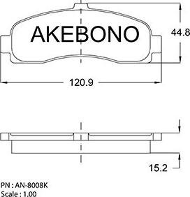 Akebono AN-8008K - Əyləc altlığı dəsti, əyləc diski furqanavto.az