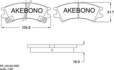 Akebono AN-8014WKE - Əyləc altlığı dəsti, əyləc diski furqanavto.az