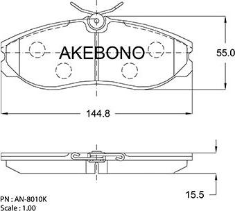 Akebono AN-8010KE - Əyləc altlığı dəsti, əyləc diski furqanavto.az