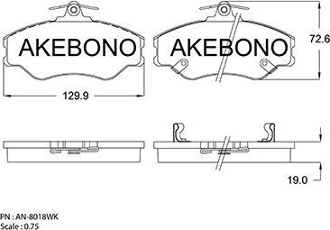 Akebono AN-8018WKE - Əyləc altlığı dəsti, əyləc diski furqanavto.az