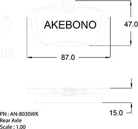 Akebono AN-8030WK - Əyləc altlığı dəsti, əyləc diski furqanavto.az