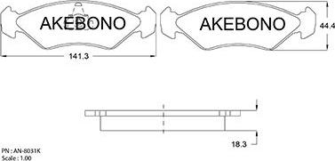 Akebono AN-8031K - Əyləc altlığı dəsti, əyləc diski furqanavto.az