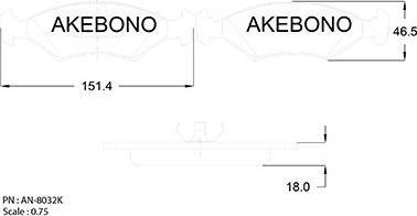 Akebono AN-8032K - Əyləc altlığı dəsti, əyləc diski furqanavto.az