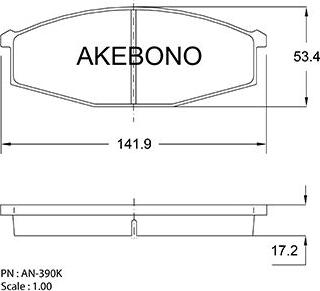 Akebono AN-390K - Əyləc altlığı dəsti, əyləc diski furqanavto.az