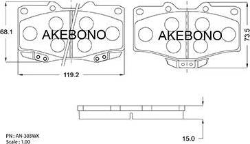 Akebono AN-303WK - Əyləc altlığı dəsti, əyləc diski furqanavto.az