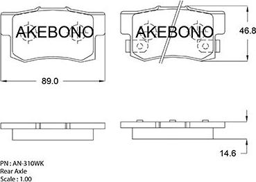 Akebono AN-310WKE - Əyləc altlığı dəsti, əyləc diski furqanavto.az