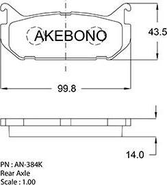 Akebono AN-384K - Əyləc altlığı dəsti, əyləc diski furqanavto.az