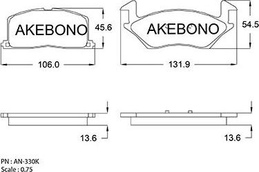 Akebono AN-330K - Əyləc altlığı dəsti, əyləc diski furqanavto.az