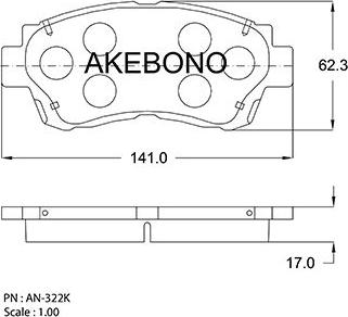 Akebono AN-322K - Əyləc altlığı dəsti, əyləc diski furqanavto.az