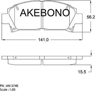 Akebono AN-374K - Əyləc altlığı dəsti, əyləc diski furqanavto.az