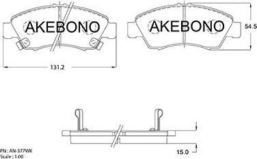 Akebono AN-377WK - Əyləc altlığı dəsti, əyləc diski furqanavto.az