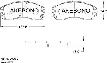 Akebono AN-295WKE - Əyləc altlığı dəsti, əyləc diski furqanavto.az