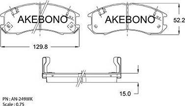 Akebono AN-249WK - Əyləc altlığı dəsti, əyləc diski furqanavto.az