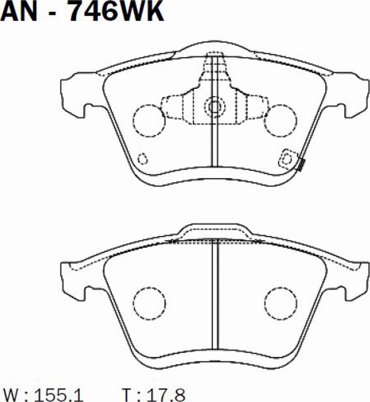 Akebono AN-746WK - Əyləc altlığı dəsti, əyləc diski furqanavto.az