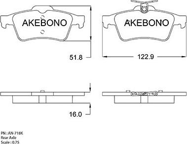Akebono AN-718KE - Əyləc altlığı dəsti, əyləc diski furqanavto.az