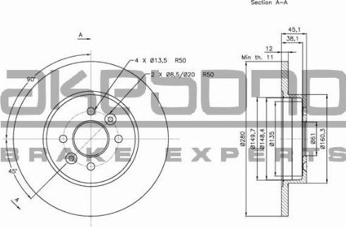 Akebono BN-0885 - Əyləc Diski furqanavto.az