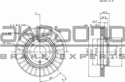 Akebono BN-1309 - Əyləc Diski furqanavto.az