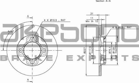 Akebono BN-1302E - Əyləc Diski furqanavto.az