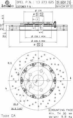 Brembo 09.A804.23 - Əyləc Diski furqanavto.az