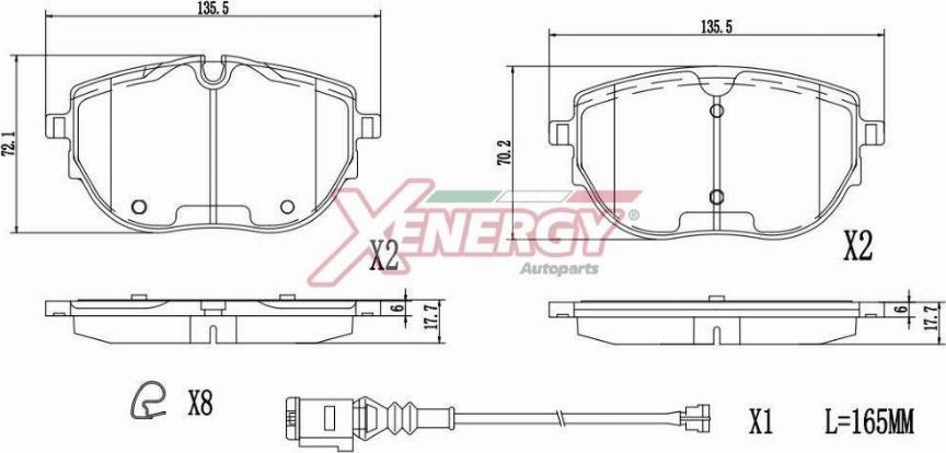 AP XENERGY X41434 - Əyləc altlığı dəsti, əyləc diski furqanavto.az